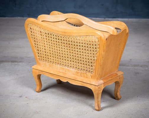 Magazine Rack in Oak and Cane, Denmark, 1960s-ZGQ-1196104