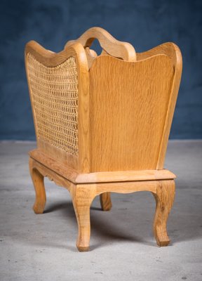 Magazine Rack in Oak and Cane, Denmark, 1960s-ZGQ-1196104