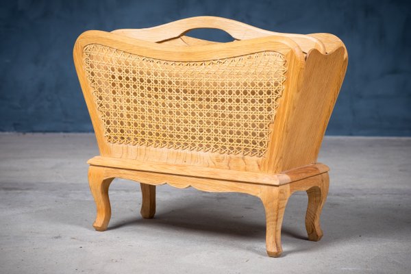 Magazine Rack in Oak and Cane, Denmark, 1960s-ZGQ-1196104