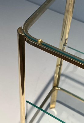 Magazine Rack in Polished Bronze and Glass by Jacques Théophile Lepelletier, 1970s-BA-1694748