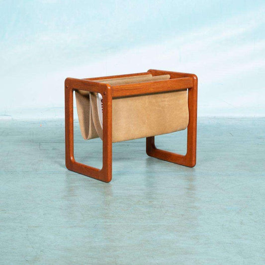 Magazine Rack in Teak & Suede from Vildbjerg Møbler