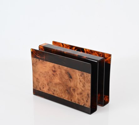 Magazine Rack in Tortoiseshell Acrylic Glass and Briar from Guzzini, Italy, 1970s-JDR-1757598