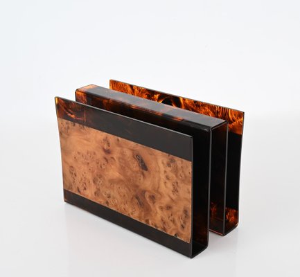 Magazine Rack in Tortoiseshell Acrylic Glass and Briar from Guzzini, Italy, 1970s-JDR-1757598