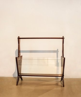 Magazine Rack with Wooden Frame & Glass by Ico Parisi, 1960s-VCV-744326