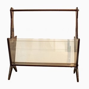 Magazine Rack with Wooden Frame & Glass by Ico Parisi, 1960s-VCV-744326