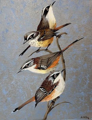 Magdalena Nalecz, Grey Antbird and Slaty Bristlefront, 2021, Acrylic on Canvas-XHG-1214551