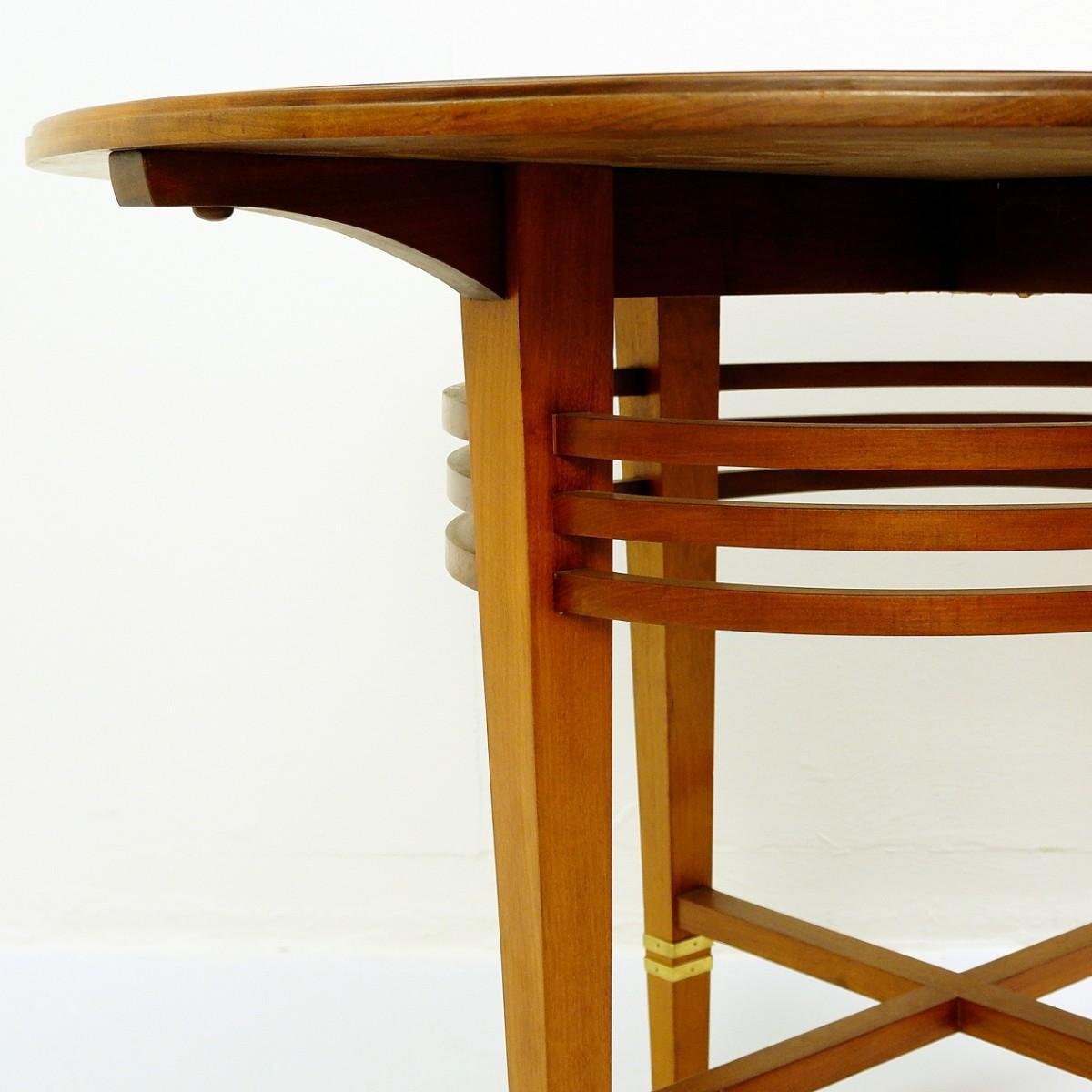 Mahogany and Brass Liszt Pedestal Table by Gustave Serrurier Bovy, 1903