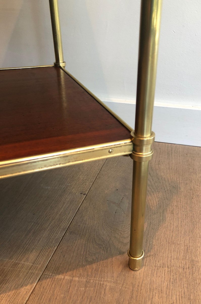 Mahogany and Brass Sofa End Table from Maison Jansen