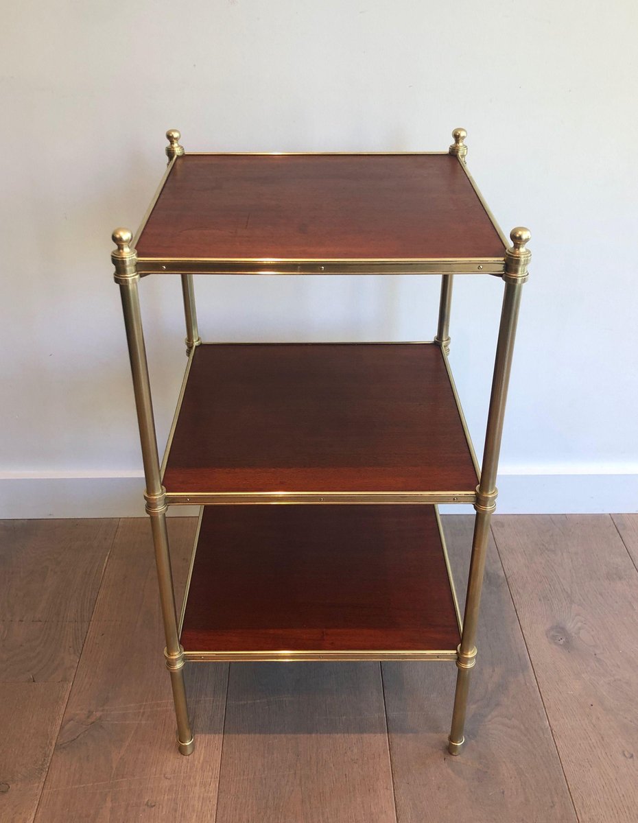 Mahogany and Brass Sofa End Table from Maison Jansen