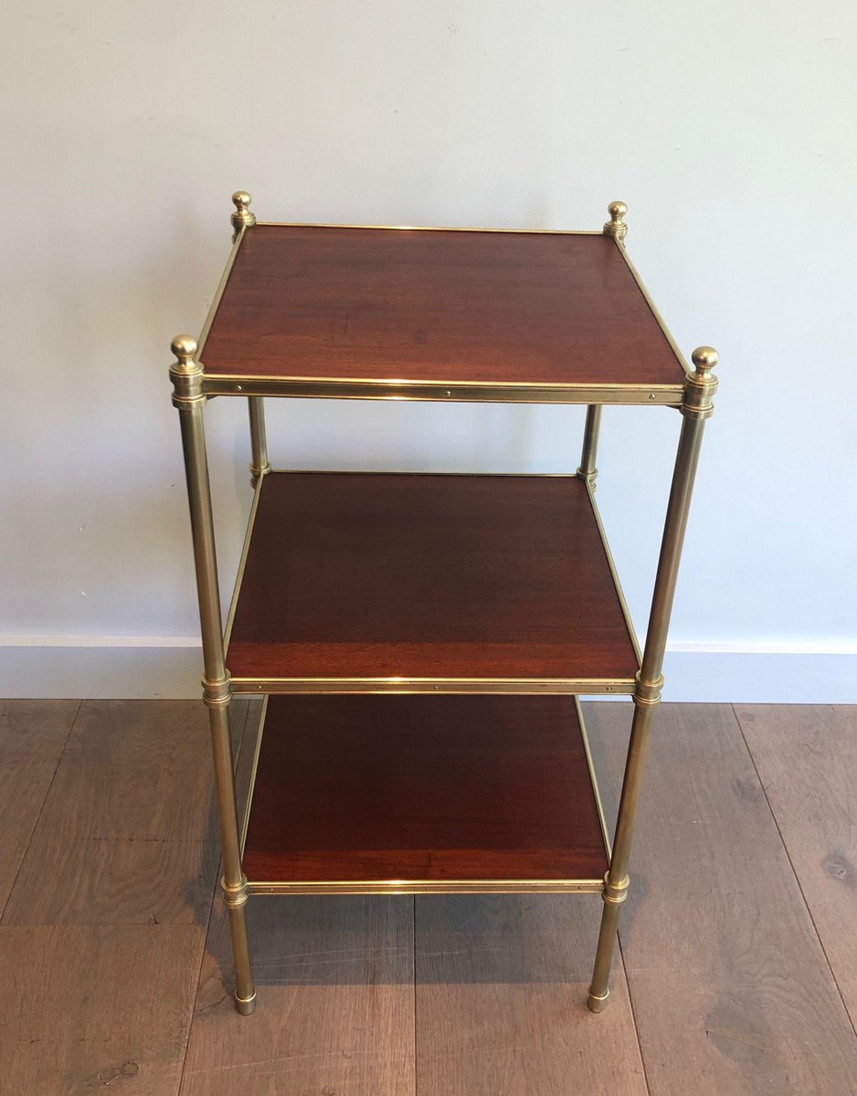 Mahogany and Brass Sofa End Table from Maison Jansen