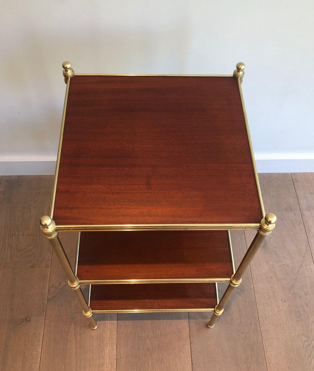 Mahogany and Brass Sofa End Table from Maison Jansen