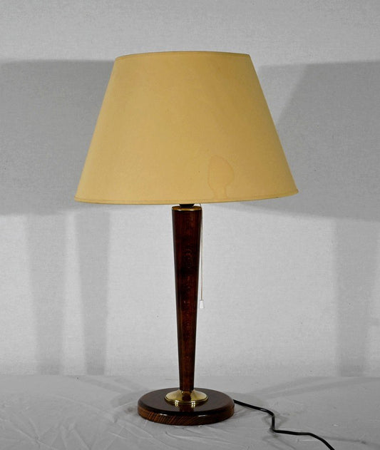 Mahogany and Brass Table Lamp in the style Mazda, 1950s