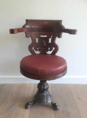 Mahogany and Cast Iron Ship Armchairs from the White Star Line Company, 1930s, Set of 4-BA-658306