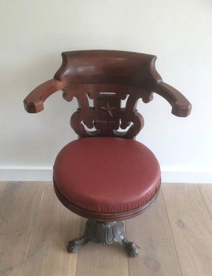 Mahogany and Cast Iron Ship Armchairs from the White Star Line Company, 1930s, Set of 4-BA-658306