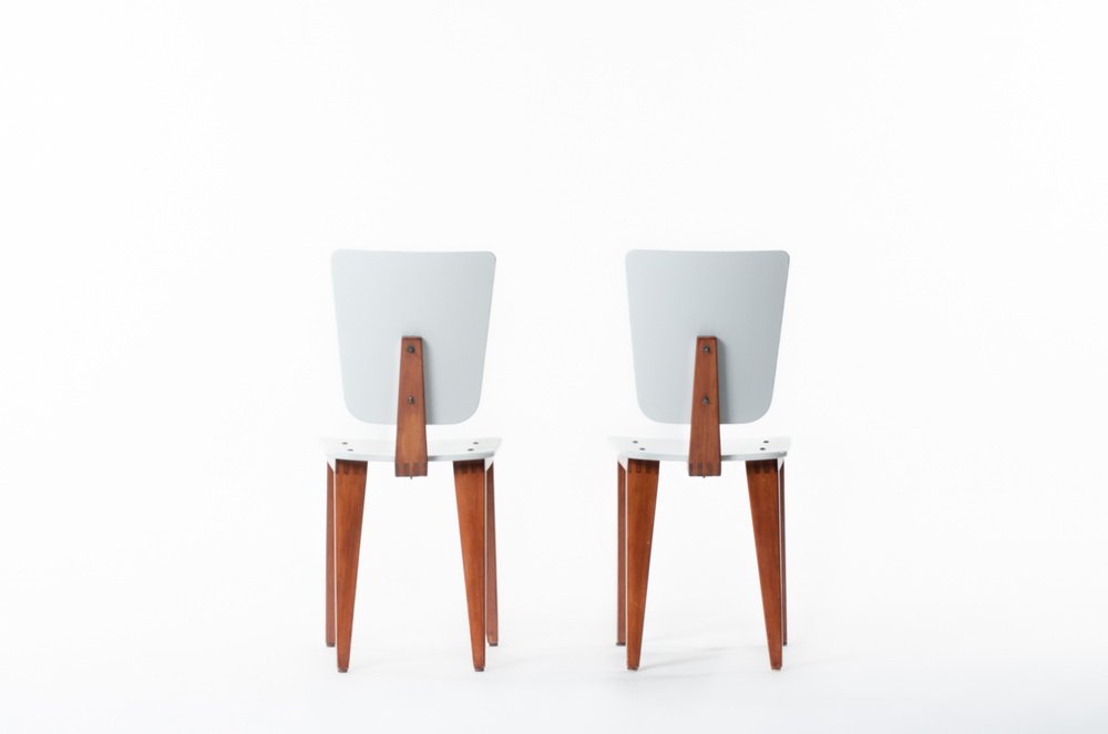 Mahogany and Grey Lacquer Chairs attributed to André Sornay, 1960s, Set of 2