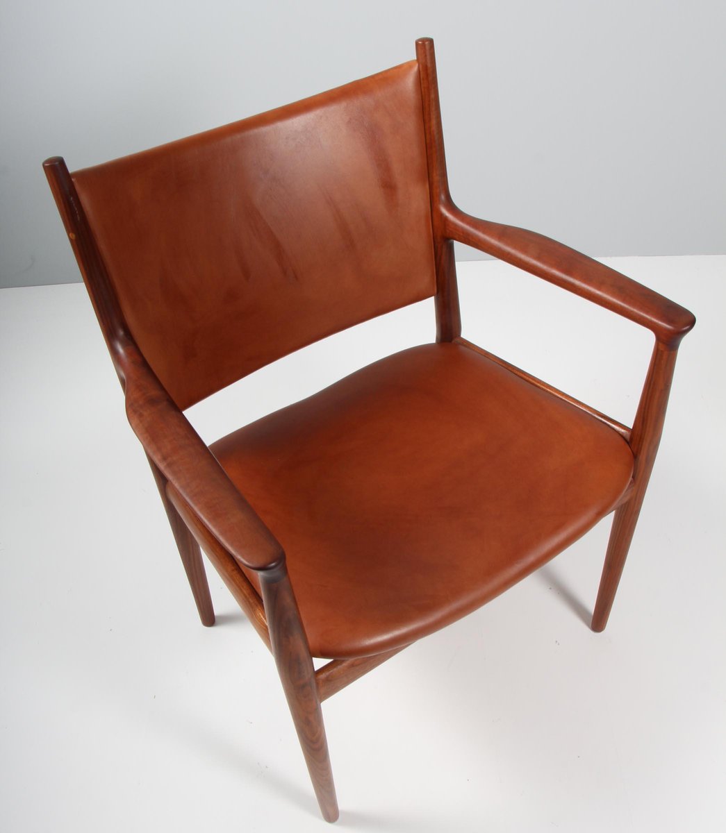 Mahogany and Leather Model JH513 Armchair by Hans J. Wegner