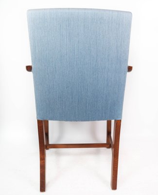 Mahogany and Light Blue Fabric Armchair by Fritz Hansen-UY-1000669