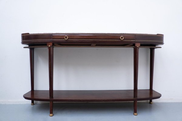 Mahogany and Marble Console Table attributed to Alban Chambon, 1900s-FGA-1750842