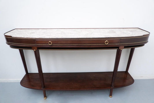 Mahogany and Marble Console Table attributed to Alban Chambon, 1900s