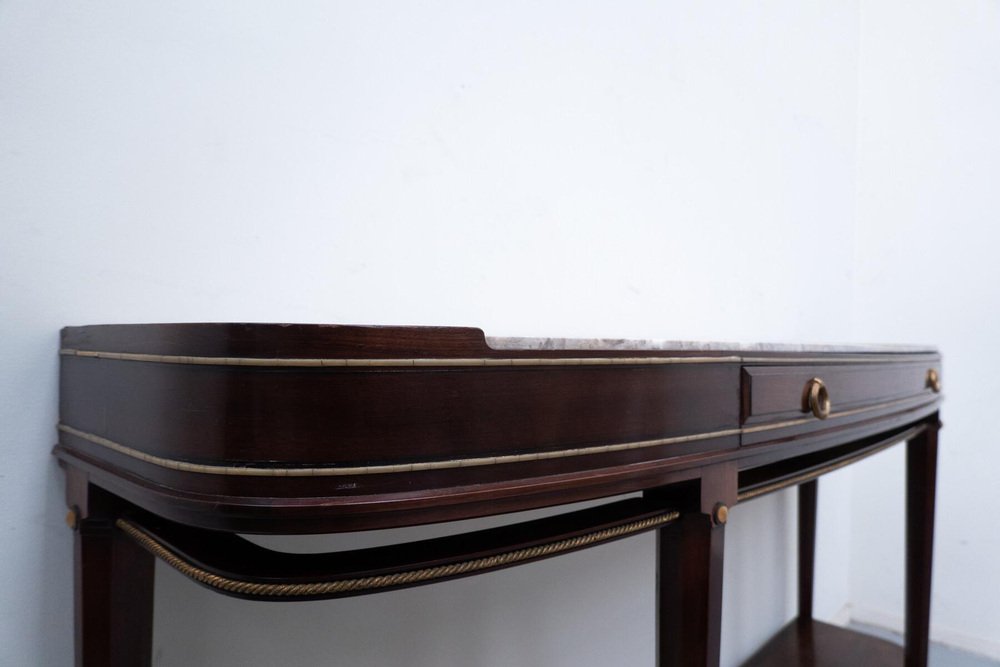 Mahogany and Marble Console Table attributed to Alban Chambon, 1900s