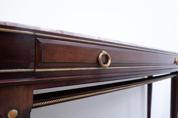 Mahogany and Marble Console Table attributed to Alban Chambon, 1900s-FGA-1750842