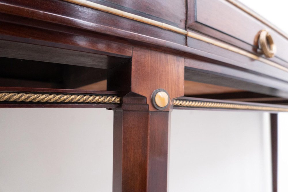 Mahogany and Marble Console Table attributed to Alban Chambon, 1900s