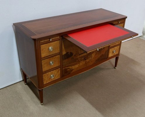 Mahogany and Marquetry Dresser Buffet in the Style of Louis XVI, 1940s-RVK-1117659