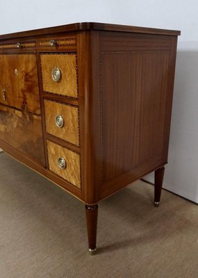 Mahogany and Marquetry Dresser Buffet in the Style of Louis XVI, 1940s-RVK-1117659