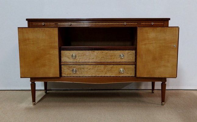 Mahogany and Marquetry Dresser Buffet in the Style of Louis XVI, 1940s-RVK-1117659