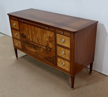 Mahogany and Marquetry Dresser Buffet in the Style of Louis XVI, 1940s-RVK-1117659