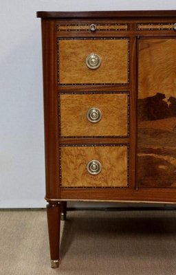 Mahogany and Marquetry Dresser Buffet in the Style of Louis XVI, 1940s-RVK-1117659