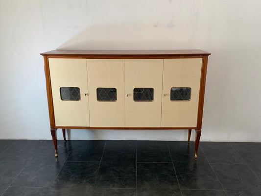 Mahogany and Parchment Cabinet, Italy, 1950s