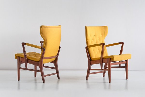 Mahogany Armchairs by Bertil Söderberg for Nordiska Kompaniet, 1940s, Set of 2-FMT-605938