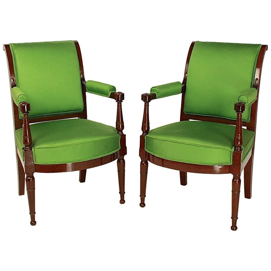 Mahogany Armchairs in the Style of Henri Jacob, 1795, Set of 2