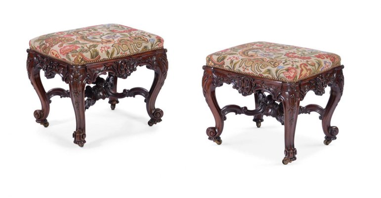 Mahogany Banquette Side Tables, 1890s, Set of 2-WMV-1441291