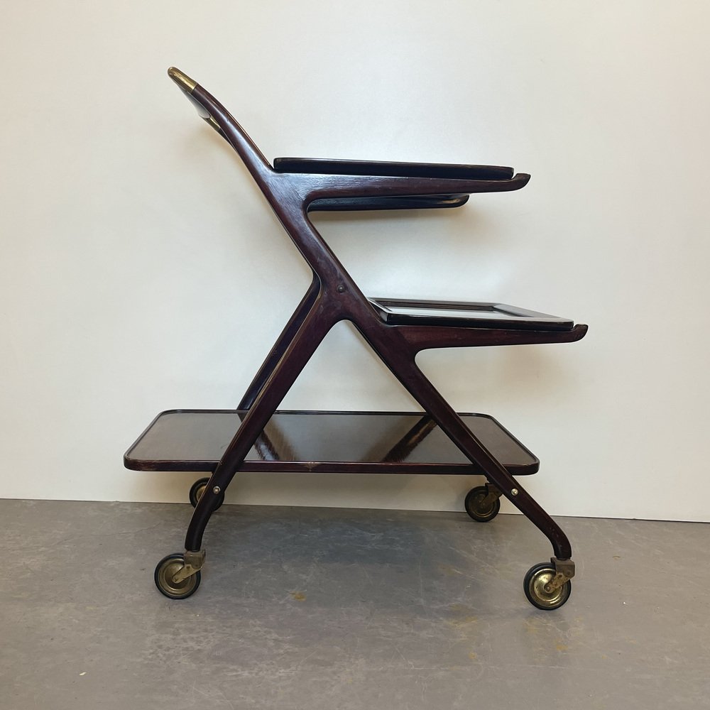 Mahogany Bar Cart by Cesare Lacca for Cassina, 1950s