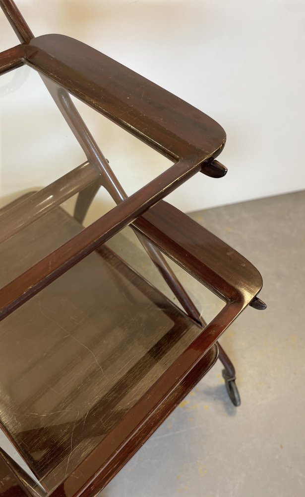 Mahogany Bar Cart by Cesare Lacca for Cassina, 1950s