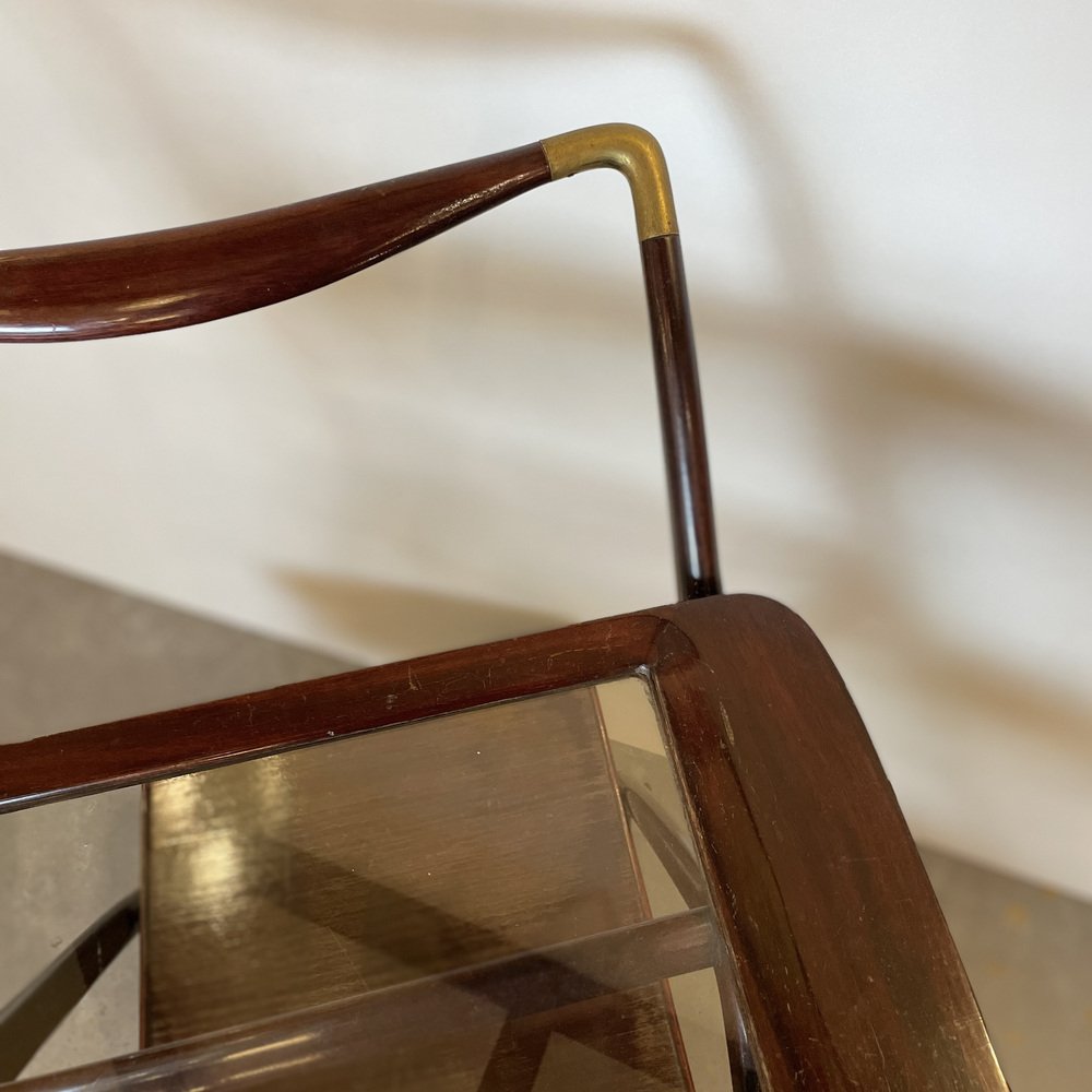 Mahogany Bar Cart by Cesare Lacca for Cassina, 1950s