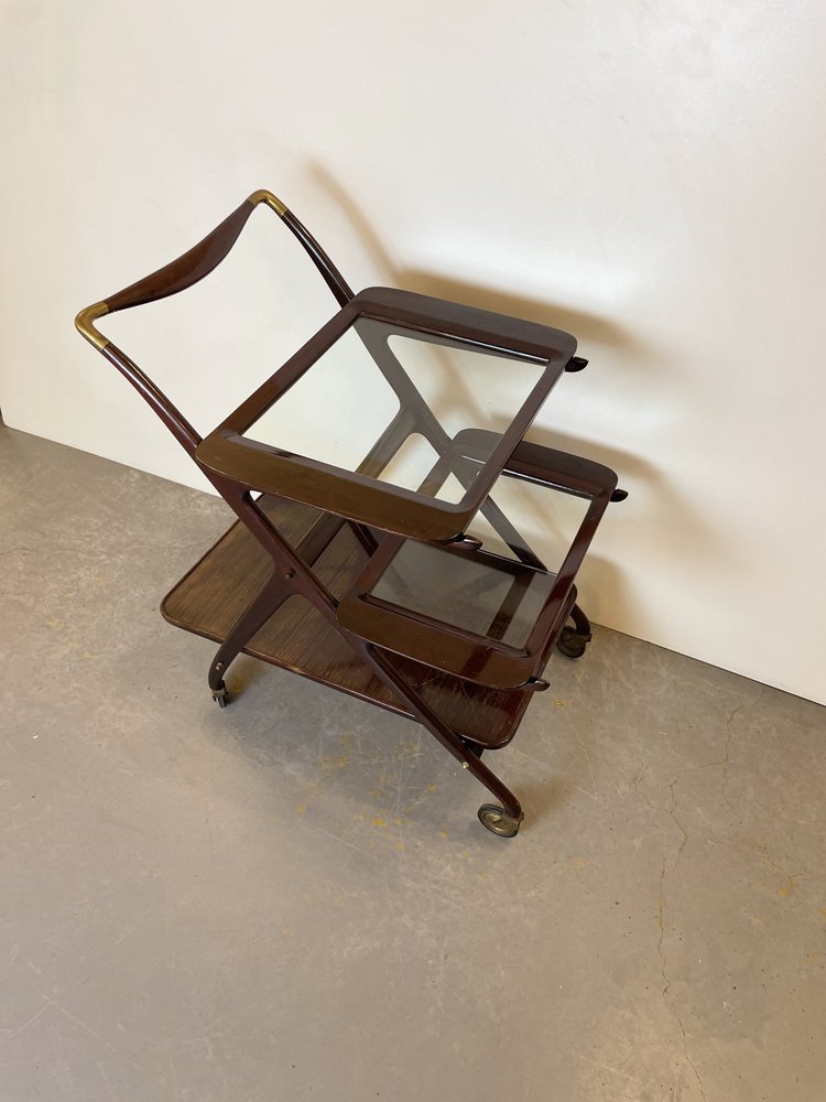 Mahogany Bar Cart by Cesare Lacca for Cassina, 1950s