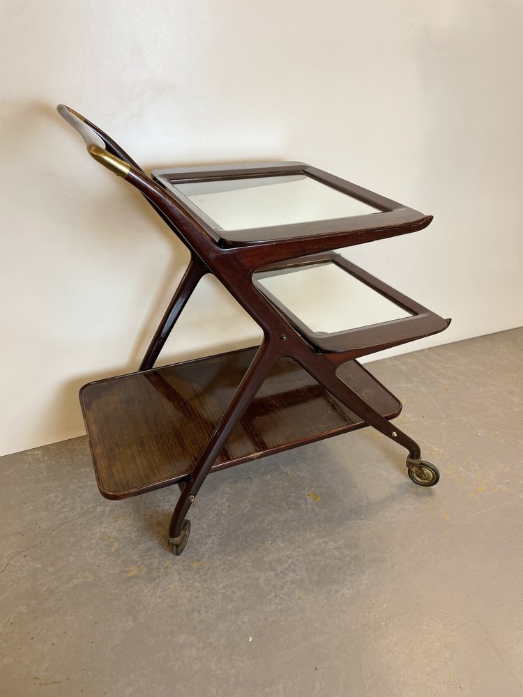 Mahogany Bar Cart by Cesare Lacca for Cassina, 1950s