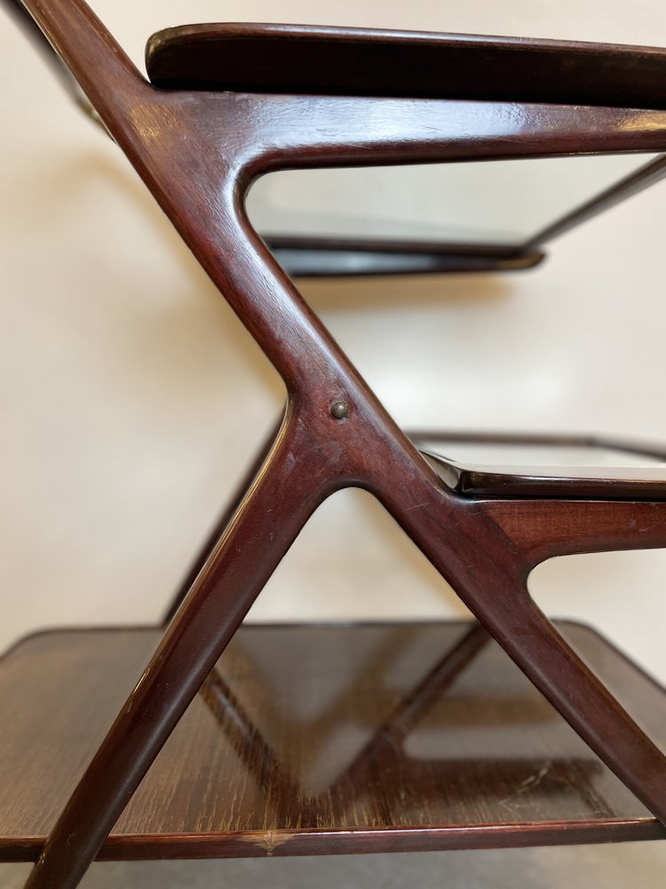 Mahogany Bar Cart by Cesare Lacca for Cassina, 1950s