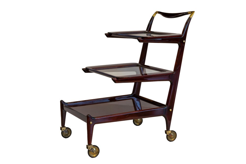 Mahogany Bar Trolley with Brass Finishes by Ico Parisi for Angelo De Baggis, 1952