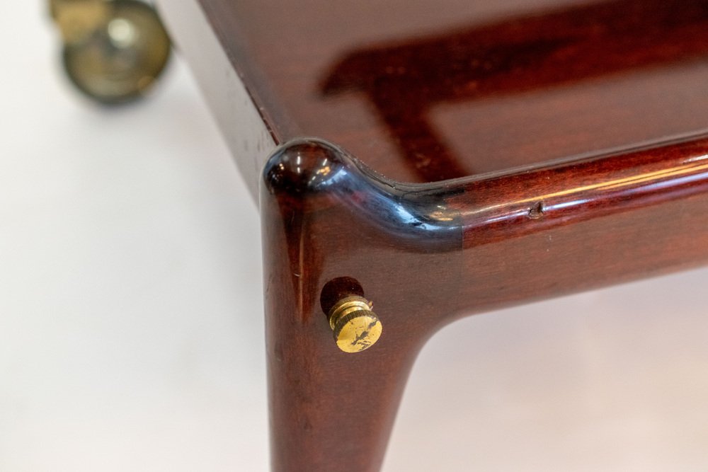 Mahogany Bar Trolley with Brass Finishes by Ico Parisi for Angelo De Baggis, 1952