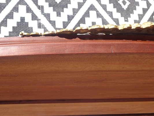 Mahogany Bed with Bronze Decorations, 1930s-ABK-2042176