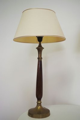 Mahogany, Brass & Cotton Hats Tale Lamps from Abat Jour, 1950s, Set of 2-KNM-910485