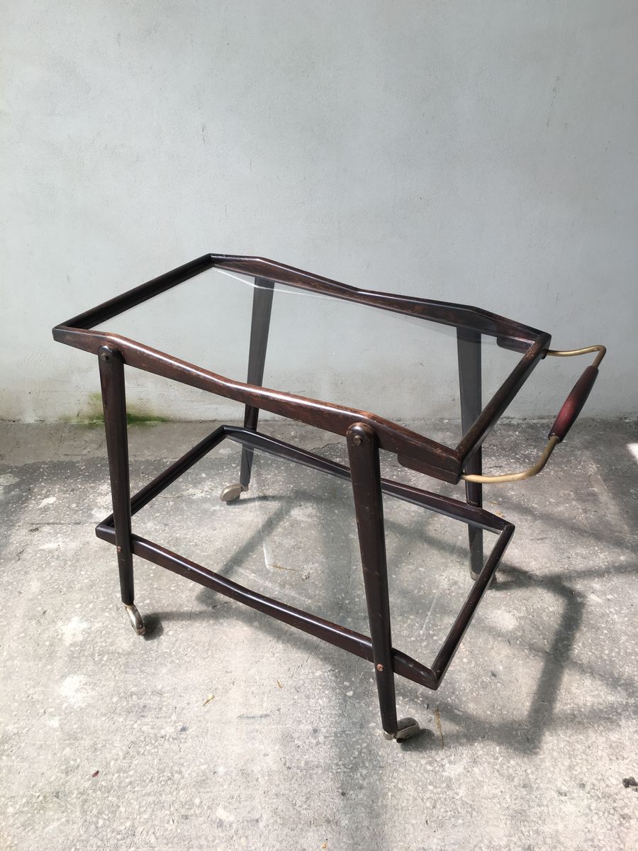 Mahogany, Brass & Glass Trolley by Cesare Lacca, 1950s