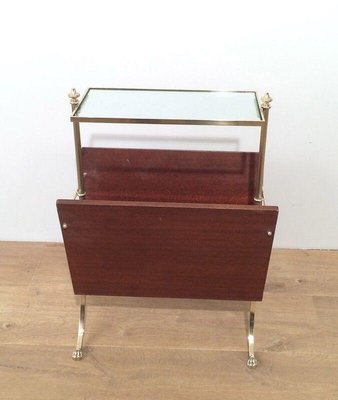 Mahogany & Brass Magazine Rack from Maison Jansen-BA-1365512