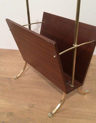 Mahogany & Brass Magazine Rack from Maison Jansen-BA-1365512