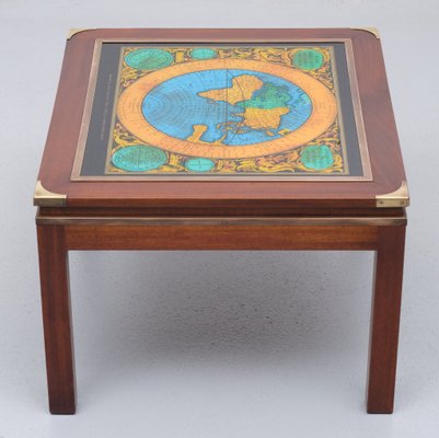 Mahogany Campaign Geographic Globe Table, 1960s-GCG-1330661