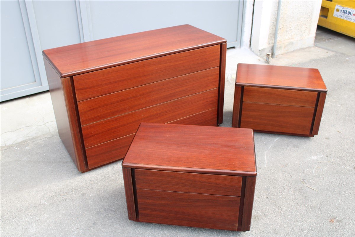 Mahogany Chest of Drawers, 1960s, Set of 3